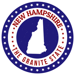 The Granite State Written Inside A Map Of New Hampshire Sticker