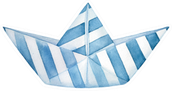 Little Decorative Striped Folded Paper Boat Sticker