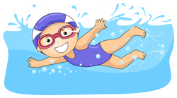 Illustration Of A Swimming Little Girl Sticker