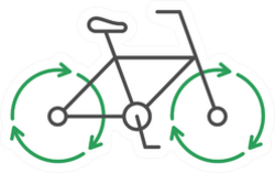 Bicycle With Recycle Arrows Line Icon Sticker