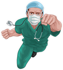 A Nurse Or Doctor Superhero In Surgical Scrubs Sticker