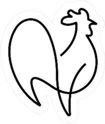 A Minimal, Abstract And Creative Line Art Rooster Chicken Sticker