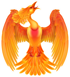 A Phoenix Fire Bird Rising Its Wings Spread Sticker