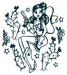 A Retro Style Illustration Of Cowgirl Sticker