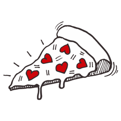A Slice Of Pizza With Illustrated Hearts Sticker