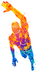 A Swimmer Dives Into The Water From Splash Of Watercolors Sticker