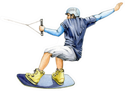 A Wakeboard Jumping Watercolor Sticker