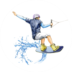 A Wakeboard Sportsman Watercolor Illustration Sticker