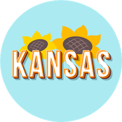 Kansas Retro Blue Sunflower Sticker