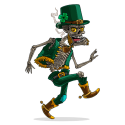 Scary Irish Leprechaun Skeleton Walking Sticker