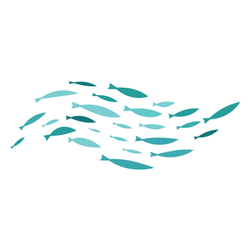 Colored Silhouettes Of Small Fish Schooling Sticker