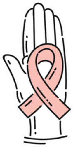 Hand Holding A Pink Ribbon Icon Sticker