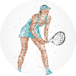 Abstract Tennis Player Of Colorful Circles Sticker