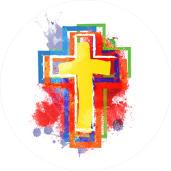 Abstract Watercolor Christian Cross Sticker