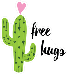 Funny Free Hugs Cactus Sticker