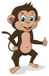 Adorable Thumbs Up Monkey Sticker