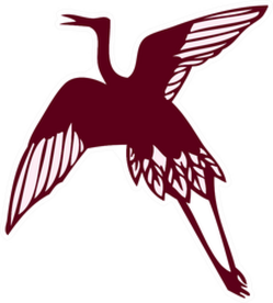 Simple Silhouette Material Of Crane Maroon Sticker