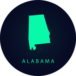 Alabama Map With Lettering On Black Sticker