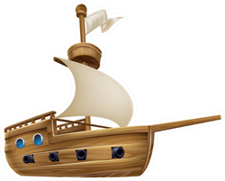 An Illustration Of A Cartoon Sailing Ship Boat Sticker