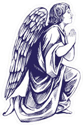Angel Prays On His Knees Illustration Sticker