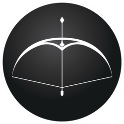 Arrow And Bow On Black Button Archery Sticker