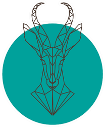 Artistic Silhouette Of An Antelope On Blue Sticker