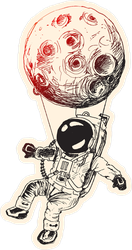 Astronaut Moon Balloon Sticker