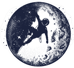 Astronaut On The Moon Double Exposure Artwork Sticker
