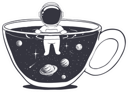 Astronaut Swims In A Cup With Space Sticker