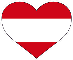 Austria Country Flag Shaped Heart Sticker