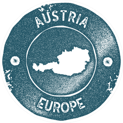 Austria Map Vintage Stamp Circle Sticker