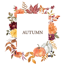 Autumn Botanical Frame With Watercolor Pumpkins Sticker