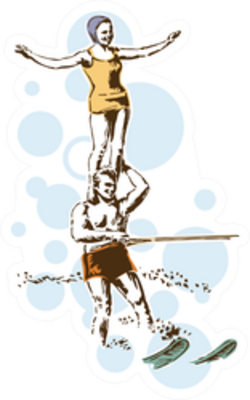 Retro Vintage Water Skiing Sports Sticker
