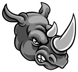 A Rhino Mean Angry Sports Mascot Sticker