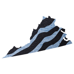 Denim Zebra Skin Print State Virginia Sticker