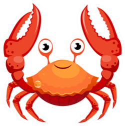 Red Crab, Sea Creature With Smile Sticker