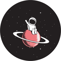 Baby Astronaut Sits On Saturn Sticker