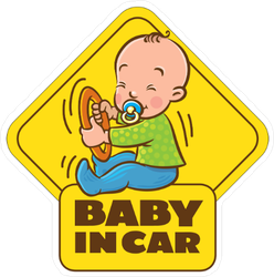 Baby Boy in Car Sticker