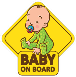 Baby in Green Romper on Board Sticker