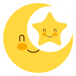 Baby Shower Moon And Star Cartoon Sticker