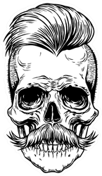 Barberman Skull With Mustache Sticker