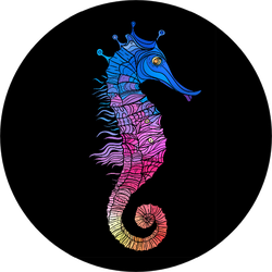 Rainbow Seahorse, Decorative Geometric Sticker