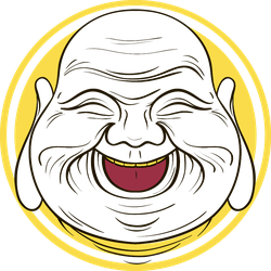 Smiling Buddha Face Circle Sticker