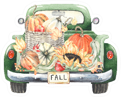 Vintage Truck Filled Autumn Harvest Watercolor Sticker