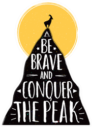 Be Brave And Conquer The Peak Lettering Goat Sticker