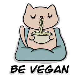 Be Vegan Cat Eating Ramen Sticker