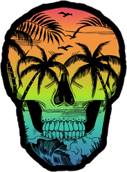 Beach Skull Illustration Sticker