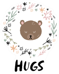 Bear Hugs Floral Illustration Sticker