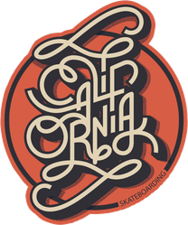 Beautiful California Skateboarding Typography Sticker