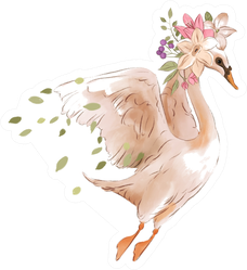 Beautiful Hand Drawn Watercolor Flying Swan Sticker